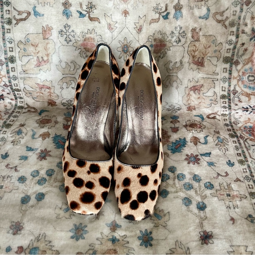 Dolce & Gabbana Y2K 2000’s Leopard Print Pony Chepardo Square Toe Heels - Picture 11 of 14
